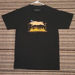 POUYA Rapper Black BBQ Pigs Cotton Mens Small Short Sleeve T Shirt Rap‎ RARE